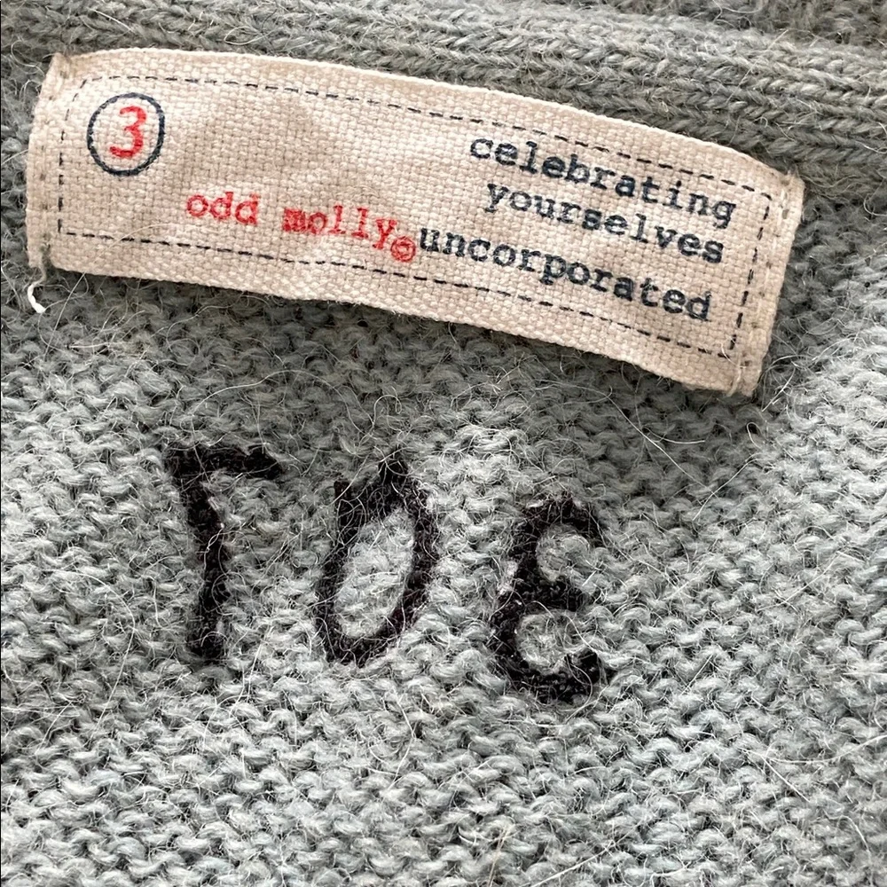 Odd Molly V Neck Baby Alpaca Soft Green with ruffle cuffs Designer Large (3) - Picture 7 of 12